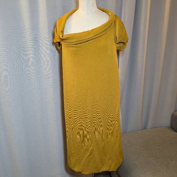 Bottega Veneta Gold Yellow Dress Midi Size 44 Made in Italy US 8 Large - Picture 2 of 11